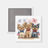 Glücklicher 4. Juli Yorkshire Terrier Dogs Magnet (Vorderseite/Rückseite)