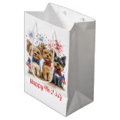 Glücklicher 4. Juli Yorkshire Terrier Dogs Mittlere Geschenktüte (Vorderseite Schrägansicht)