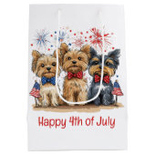 Glücklicher 4. Juli Yorkshire Terrier Dogs Mittlere Geschenktüte (Rückseite)