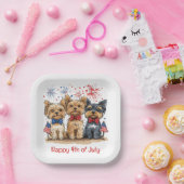 Glücklicher 4. Juli Yorkshire Terrier Dogs Pappteller (Party)
