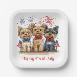 Glücklicher 4. Juli Yorkshire Terrier Dogs Pappteller