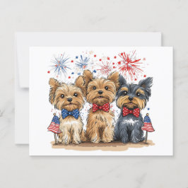Glücklicher 4. Juli Yorkshire Terrier Dogs Postkarte