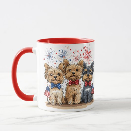 Glücklicher 4. Juli Yorkshire Terrier Dogs Tasse (Links)