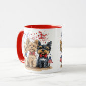 Glücklicher 4. Juli Yorkshire Terrier Dogs Tasse (Vorderseite Links)