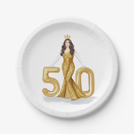 glücklicher 50. Geburtstag Pappteller (Vorderseite)