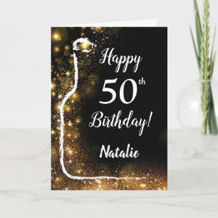 Glücklicher 50. Geburtstag Schwarzer und Gold Glit Karte
