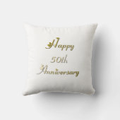Glücklicher 50-jähriger Gold-Schriftart Kissen (Rückseite)