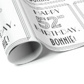 GLÜCKLICHER 52. GEBURTSTAG; Art-Déco-Stil; Individ Geschenkpapier (Rolleneckpunkt)