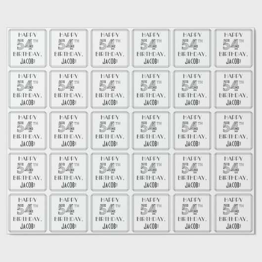 GLÜCKLICHER 54. GEBURTSTAG; Art-Déco-Stil; Individ Geschenkpapier (Flach)