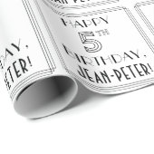 GLÜCKLICHER 5. GEBURTSTAG; Art-Déco-Stil; Individu Geschenkpapier (Rolleneckpunkt)