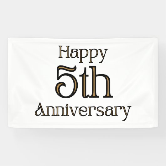 Glücklicher 5. Jahrestag 3x5 Vinyl Banner (Horizontal)