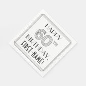 GLÜCKLICHER 60. GEBURTSTAG; Art-Déco-Stil; Individ Serviette (Ecke)