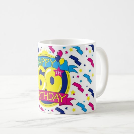 glücklicher 60. Geburtstag Kaffeetasse (VorderseiteRechts)