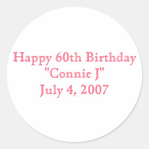 Glücklicher 60. Geburtstag Runder Aufkleber