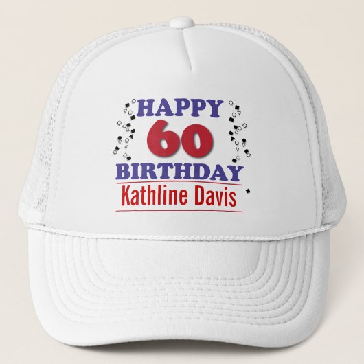 Glücklicher 60. Geburtstag Truckerkappe (Vorderseite)