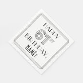 GLÜCKLICHER 61. GEBURTSTAG; Art-Déco-Stil; Individ Serviette (Ecke)