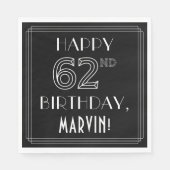 GLÜCKLICHER 62. GEBURTSTAG; Art-Déco-Stil; Individ Serviette (Vorderseite)