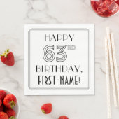 GLÜCKLICHER 63. GEBURTSTAG; Art-Déco-Stil; Individ Serviette (Beispiel)