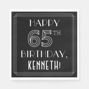 GLÜCKLICHER 65. GEBURTSTAG; Art-Déco-Stil; Individ Serviette