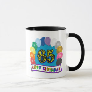 Glücklicher 65. Geburtstag mit Ballonen Tasse
