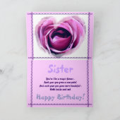 GLÜCKLICHER 65. GEBURTSTAG mit rosa Rose & blauer Karte (Innenseite)