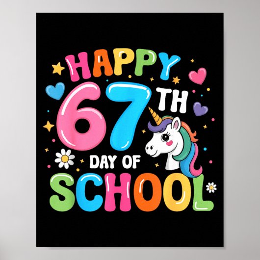 Glücklicher 67. Schultag Lehrer Schüler 67 Meme Poster (Vorne)