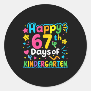 Glücklicher 67. Tag im Kindergarten-Meme 67 Kinder Runder Aufkleber