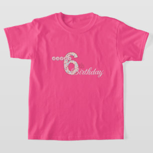 Glücklicher 6. Geburtstags-rosa T - Shirt