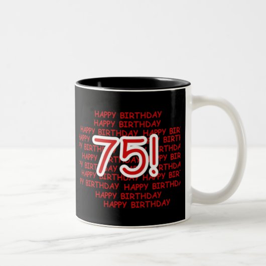 Glücklicher 75. Geburtstag Zweifarbige Tasse (Rechts)