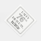 GLÜCKLICHER 76. GEBURTSTAG; Art-Déco-Stil; Individ Serviette (Ecke)