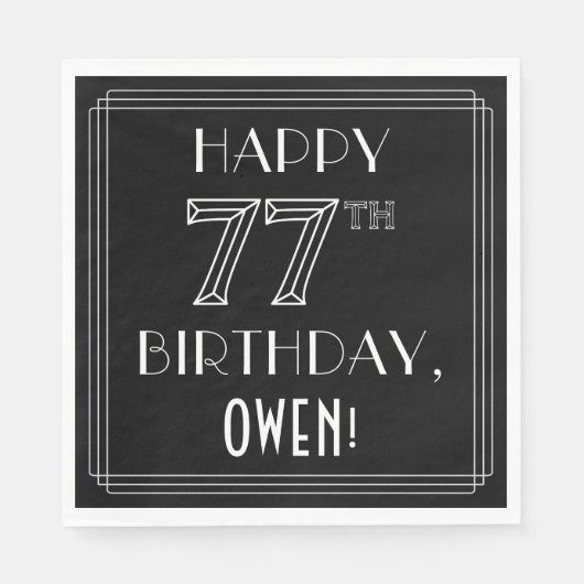 GLÜCKLICHER 77. GEBURTSTAG; Art-Déco-Stil; Individ Serviette (Vorderseite)