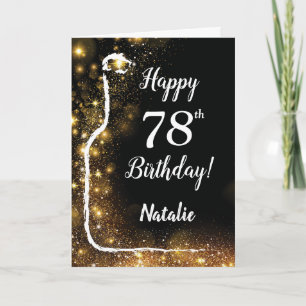 Glücklicher 78. Geburtstag Glitzer Wein aus Schwar Karte