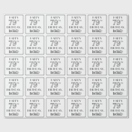 GLÜCKLICHER 79. GEBURTSTAG; Art-Déco-Stil; Individ Geschenkpapier (Saum)