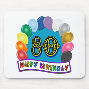 Glücklicher 80. Geburtstag mit Ballonen Mousepad