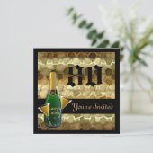 GLÜCKLICHER 80. Geburtstag POPULAR Party Einladung (Stehend Vorderseite)