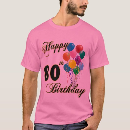 Glücklicher 80. Geburtstags-T - Shirt (Vorderseite)