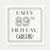 GLÜCKLICHER 89. GEBURTSTAG; Art-Déco-Stil; Individ Serviette (Vorderseite)