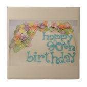 Glücklicher 90. bunter Geburtstag Fliese (Vorderseite)