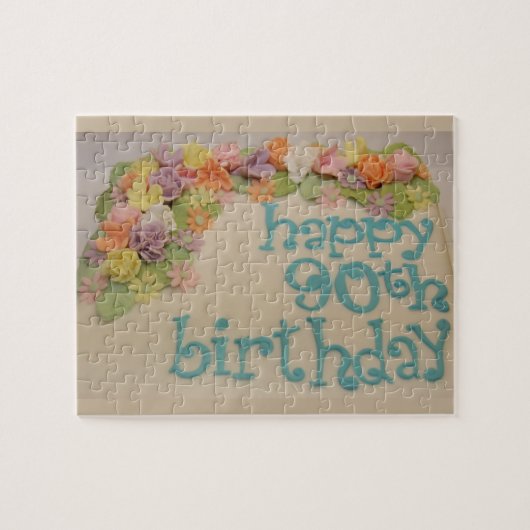 Glücklicher 90. bunter Geburtstag Puzzle (Horizontal)