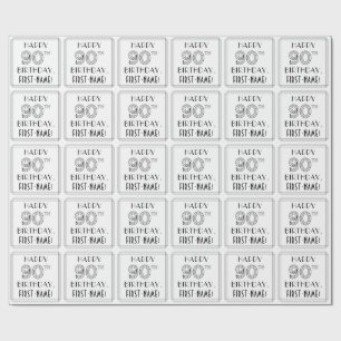 GLÜCKLICHER 90. GEBURTSTAG; Art-Déco-Stil; Individ Geschenkpapier