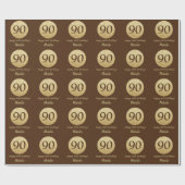 Glücklicher 90. Geburtstag Braun und Gold Glitzer Geschenkpapier (Flach)