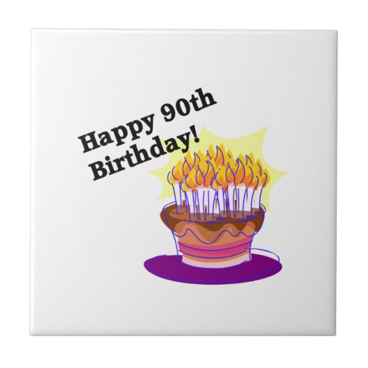 Glücklicher 90. Geburtstag! Fliese (Vorderseite)