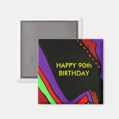 GLÜCKLICHER 90. GEBURTSTAG MAGNET (Vorderseite/Rückseite)