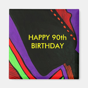 GLÜCKLICHER 90. GEBURTSTAG MAGNET