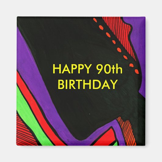 GLÜCKLICHER 90. GEBURTSTAG MAGNET (Vorne)