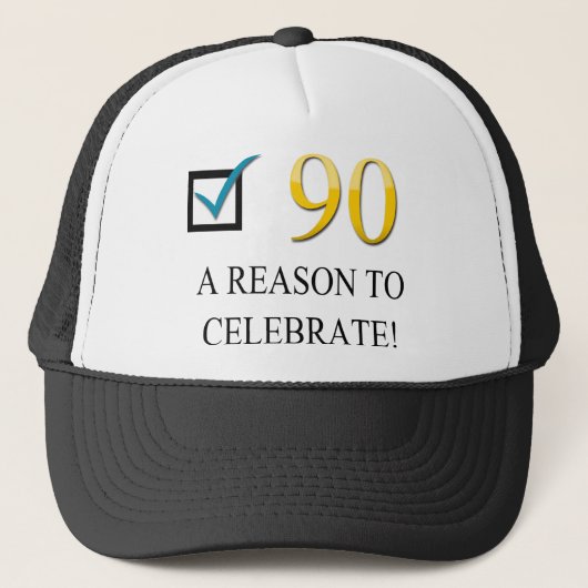 Glücklicher 90. Geburtstag Truckerkappe (Vorderseite)