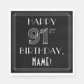 GLÜCKLICHER 91. GEBURTSTAG; Art-Déco-Stil; Individ Serviette (Vorderseite)