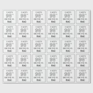 GLÜCKLICHER 98. GEBURTSTAG; Art-Déco-Stil; Individ Geschenkpapier