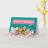 Glücklicher 9. Geburtstags-Girly niedliche Karte (Gelbe Blume)