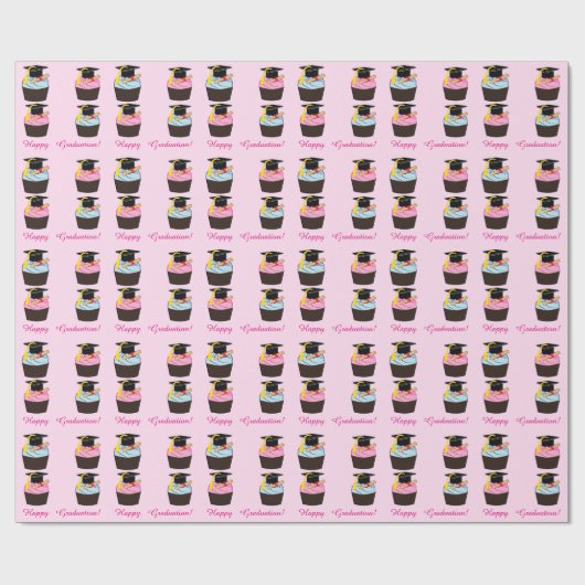 Glücklicher Abschluss mit kleinem Kuchen und Geschenkpapier (Flach)